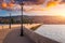 View of the De Bosset Bridge in Argostoli city on Kefalonia island. De Bosset Bridge on lakeside In Argostoli, Kefalonia. Obelisk