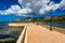 View of the De Bosset Bridge in Argostoli city on Kefalonia island. De Bosset Bridge on lakeside In Argostoli, Kefalonia. Obelisk