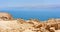 View of the Dead Sea from the slopes of the Judean mountains.
