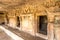 View at the Decorative Corridor in Rani Gumpha caves of Udayagiri caves complex in Bhubaneswar - Odisha, India