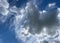 View into deep blue sky with stratocumulus and cirrus clouds on windy day announcing occasional summer rain showers