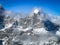 View of Denali mountains ridge and peaks from above