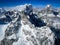 View of Denali mountains ridge and peaks from above