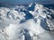 View of Denali mountains ridge and peaks from above