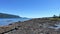 view from Denman island to Hornby island low tide on the pacific ocean