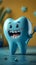 view Dental whimsy Funny tooth character with a toothbrush, oral hygiene