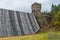 View of Derwent Dam and Reservoir in overflow