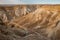 View of desert canyons curved in israeli landscape