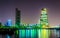 View of a dhow port in Kuwait during night