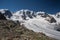 View from the Diavolezza to the mountains and glaciers