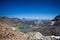 View from the Diavolezza to the mountains and glaciers