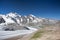 View from the Diavolezza to the mountains and glaciers