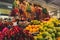 view of different kind of fruit and Churchkhela in the local market of Kutaisi, Georgia