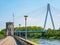 View from the dike of the city of Neuwied to the bridge across the river Rhine