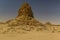 View of dilapidated pyramids of Nuri in the desert near Karima town, Sud