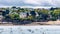 View of Dinard city with coastline full of boats. Brittany, Fran