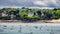 View of Dinard city with coastline full of boats. Brittany, France