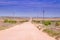 View of a dirt road between vast open agricultural livestock field, Cape Town