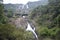 A view from a distant of a dudhsagar falls