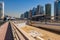 View of the DMCC Metro Station and Dubai Tram Station from Dubai Marina