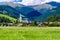 View of Dobbiaco, little town in the Puster Valley, Italy.