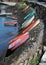 View of Doelan harbour with coloured boats