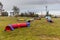 View of dog agility field in Lysa nad Labem, Czech Republ