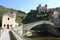 A view of Dolceacqua, Liguria Italy: church, bridge and castle