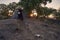 View of the Dolmen del Anta at sunset.