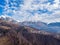 The view of the Dolomites Alps and the village Pieve D`Alpago, province Belluno