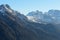 The view on Dolomiti mountains and ski slope of Passo Groste