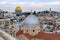 View of the dome of the Greek Orthodox Monastery and the Dome of the Rock