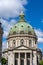 View of the dome of the historic Frederiks Church in downtown Copenhagen