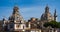 The view on dome of the Santa Maria di Loreto church and dome of the Church of the Most Holy Name of Mary at the Trajan Forum.