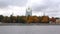 View of the dome of the Smolny Cathedral, cloudy October day. Saint Petersburg