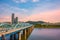 View of Dongjak bridge and namsan tower in seoul city.South Korea