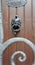 View of door handle of the Bremen city hall in the historical center, Bremen, Germany