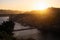 View of Douro river and Dom Luis I bridge during sunset, Porto