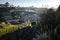 View of the Douro River and Dom Luis iron Bridge in Porto, Portugal.