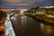 view of the Douro river, Porto and Vila Nova de Gaia from the D.LuisI bridge in night image.