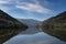 View of Douro River with terraced vineyards near the village of Pinhao, in Portugal