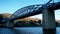 View from the Douro river to Pinhao, Bridge and vilage in Portugal. Travel, landscape.