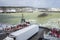 View of Dover from the ferry in windy weather.