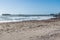 A view down the beach towards the pier at Swakopmund, Namibia