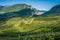 View down the idyllic vineyards and fruit orchards of Trentino Alto Adige, Italy. Trentino South Tyrol.