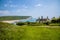 A view down the path at Seaford, UK with a backdrop of Cuckmere Haven and the Seven Sisters chalk cliffs