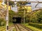 A view down the railway line between Naples and Sorrento, Italy