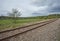 View down railway track in english countryside