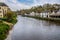 A view down the River Cleddau in the centre of Haverfordwest, Pembrokeshire, Wales
