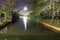 View down the river Lea at night